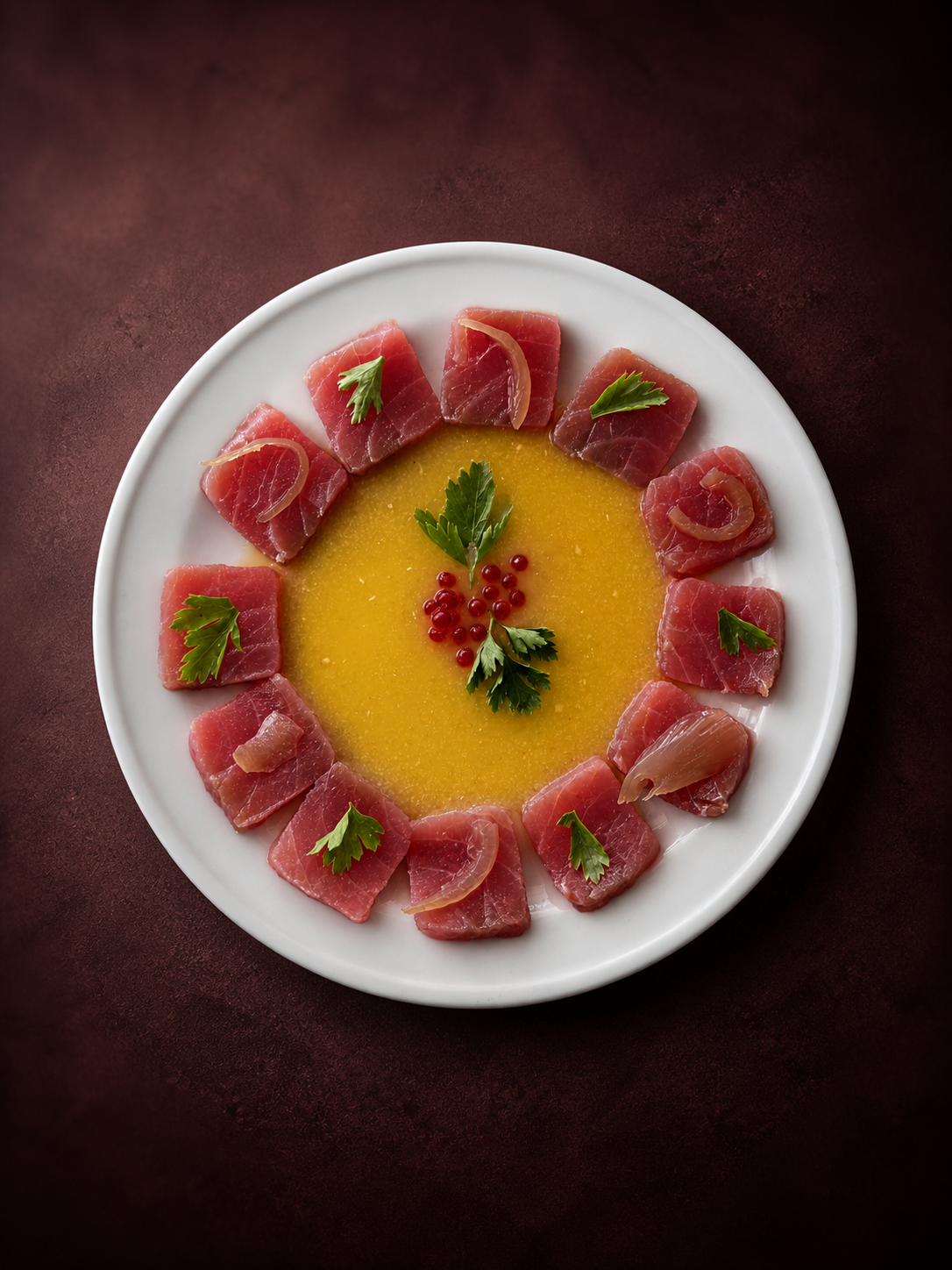 Sashimi con atún con aguachile de jalapeños
